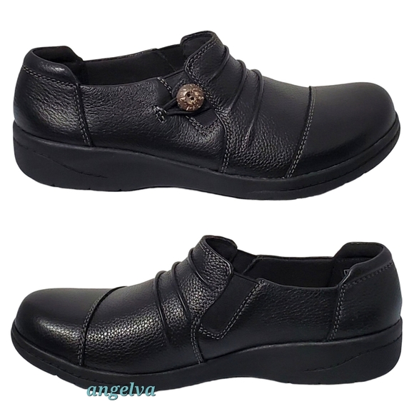 New Clarks collection cheyn inca ultimate comfort slip on loafers black leather - Picture 2 of 16